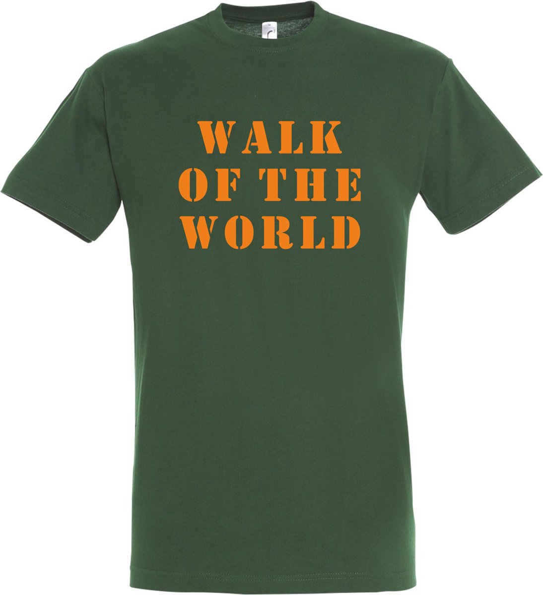 T-shirt Walk of the world |Wandelvierdaagse | vierdaagse Nijmegen | Roze woensdag | Groen | maat M
